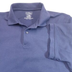 L.L.Bean Mens Large Blue Cotton Pique Polo Shirt